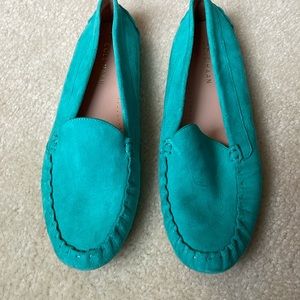 Cole Haan suede teal moccasin driving shoe 9 1/2 B